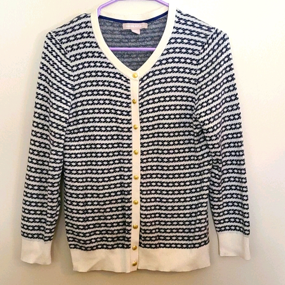EUC Banana Republic blue and cream sweater